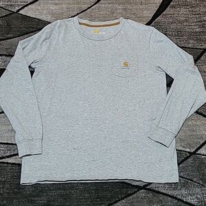 CARHARTT CREW-NECK CHEST POCKET GRAPHIC BACK DESIGN LONG-SLEEVE SHIRT